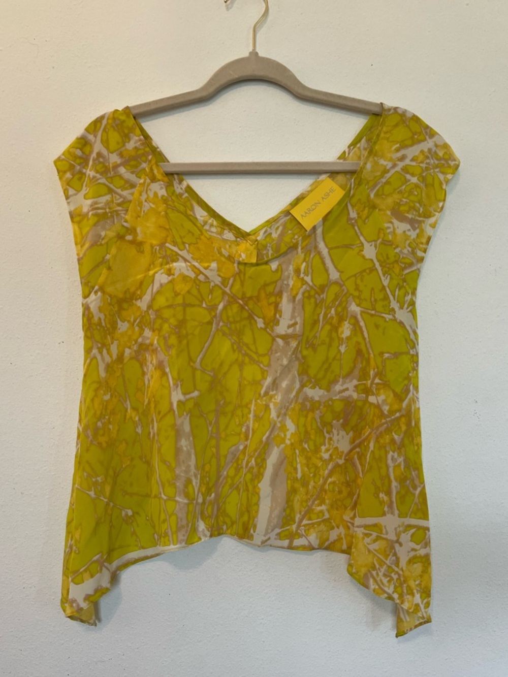 Aaron Ashe Silk Water Marble pattern V-Neck Backless Top Size Small boho